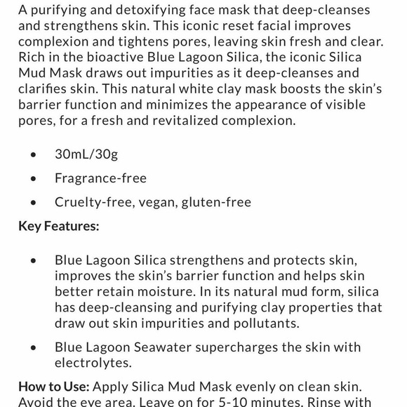 Blue Lagoon Silica Mud Mask #skincare / 3 travel size total / 30 ml total - Picture 3 of 4